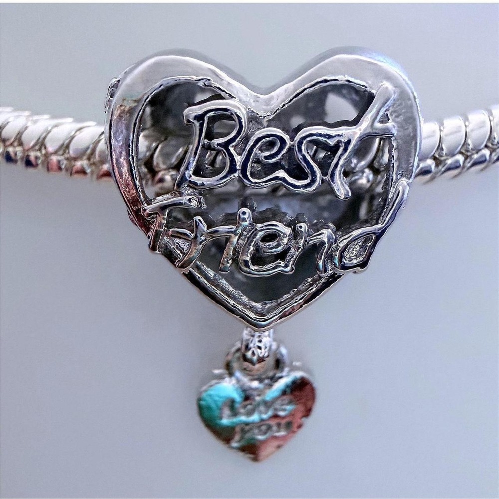 Best Friend Love You Silver Bead Charm Fits Snake‎ Chain Bracelet